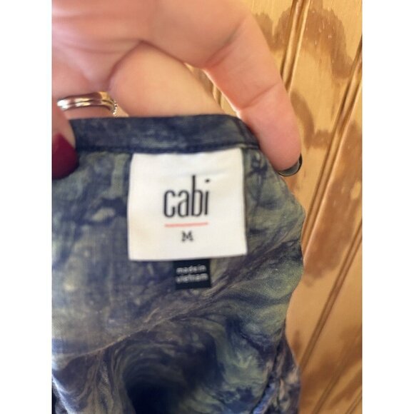 Cabi Blouse Woodstock Button Down Blue & Green Tye-Dye  Size M Linen - Picture 7 of 9